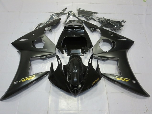 Matte Black Gold Yamaha R6 Fairings 2003-2005 Matte Black Gold Yamaha R6 Fairings 2003-2005
