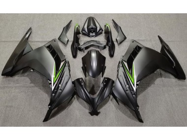 Matte Black & Green Kawasaki Ninja 300 Fairings 2013-2018