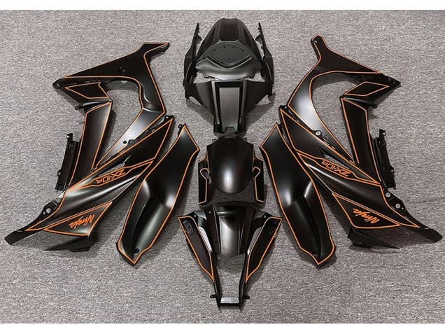 Matte Black & Orange Lining Kawasaki ZX10R Fairings 2011-2015 Matte Black & Orange Lining Kawasaki ZX10R Fairings 2011-2015