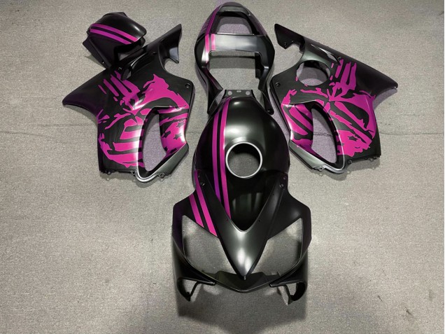 Matte Black & Pink Skull Honda CBR600 F4i Fairings 2001-2003 Matte Black & Pink Skull Honda CBR600 F4i Fairings 2001-2003
