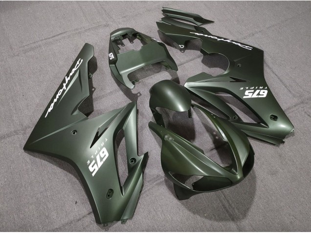 Matte Green White Logos Triumph Daytona 675 Fairings 2009-2012 Matte Green White Logos Triumph Daytona 675 Fairings 2009-2012