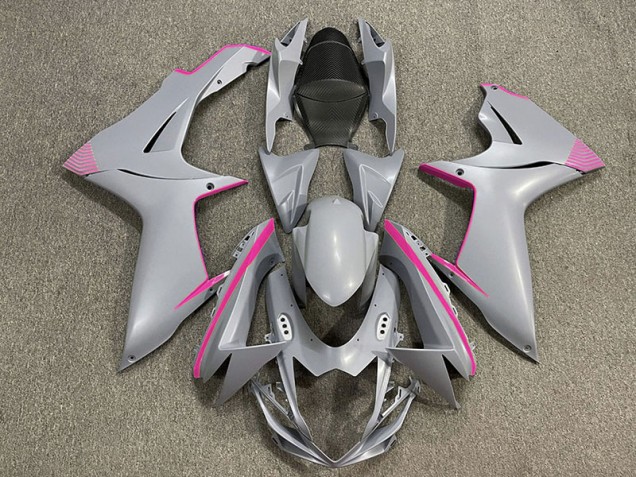 Matte Nardo Gray & Pink Accents Suzuki GSXR 600-750 Fairings 2011-2020 Matte Nardo Gray & Pink Accents Suzuki GSXR 600-750 Fairings 2011-2020