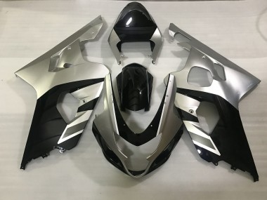 Matte Silver and Black Suzuki GSXR 600-750 Fairings 2004-2005