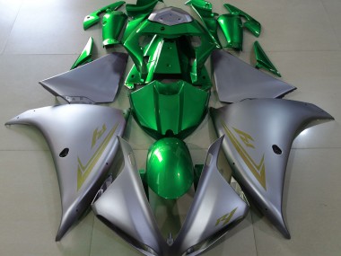 Matte Silver & Green Yamaha R1 Fairings 2009-2012