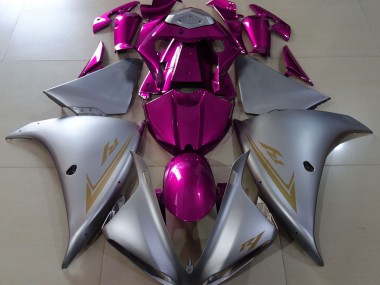 Matte Silver & Pink Yamaha R1 Fairings 2009-2012