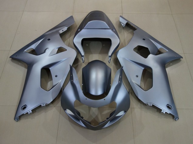 Matte Silver White Logos Suzuki GSXR 600-750 Fairings 2001-2003 Matte Silver White Logos Suzuki GSXR 600-750 Fairings 2001-2003