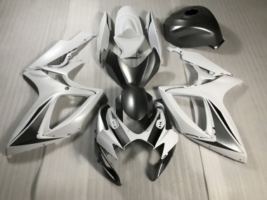 Matte White and Grey Suzuki GSXR 600-750 Fairings 2006-2007