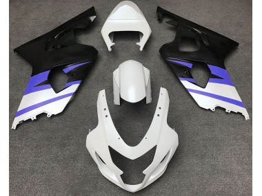 Matte White & Blue Suzuki GSXR 600-750 Fairings 2004-2005