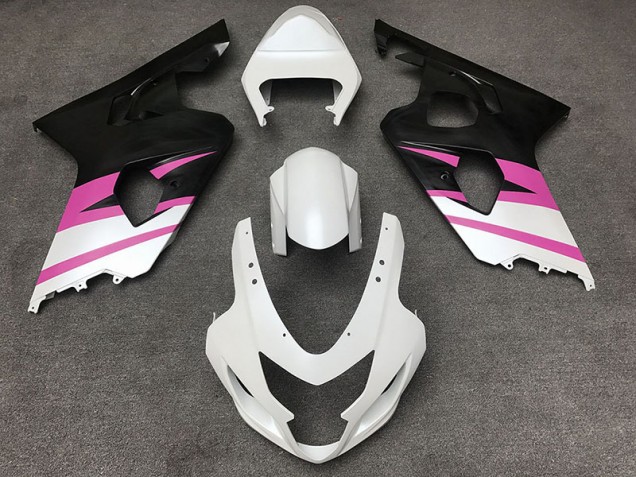 Matte White & Pink Suzuki GSXR 600-750 Fairings 2004-2005