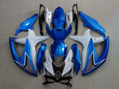 Metallic Blue & White Suzuki GSXR 600-750 Fairings 2008-2010