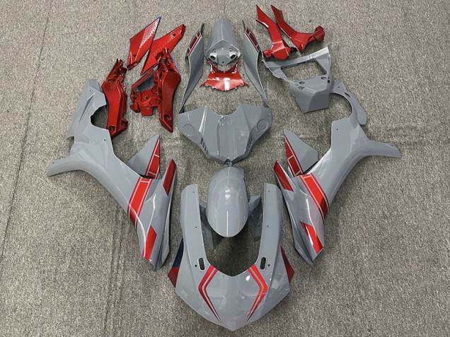 Nardo Gray & Red Accents Yamaha R1 Fairings 2015-2019 Nardo Gray & Red Accents Yamaha R1 Fairings 2015-2019