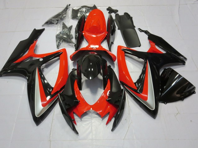 Orange Silver and Black Suzuki GSXR 600-750 Fairings 2006-2007 Orange Silver and Black Suzuki GSXR 600-750 Fairings 2006-2007