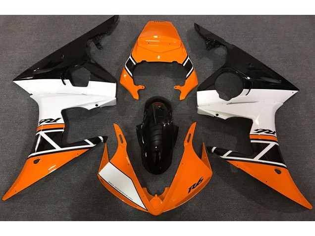 Orange White and Black Yamaha R6 Fairings 2003-2005
