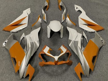 Orange White and Silver Kawasaki ZX6R Fairings 2019-2020