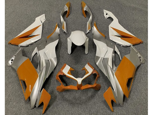 Orange White and Silver Kawasaki ZX6R Fairings 2019-2020 Orange White and Silver Kawasaki ZX6R Fairings 2019-2020