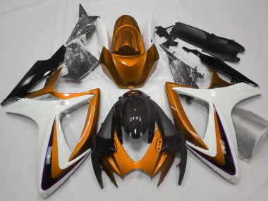 Orange & White Debadged Suzuki GSXR 600-750 Fairings 2006-2007