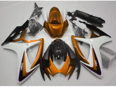 Orange & White Debadged Suzuki GSXR 600-750 Fairings 2006-2007