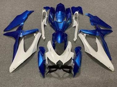 Pearl Blue and White Suzuki GSXR 600-750 Fairings 2008-2010