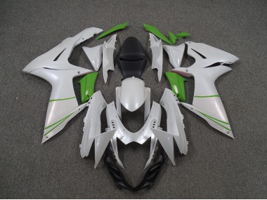Pearl White and Green Suzuki GSXR 600-750 Fairings 2011-2020