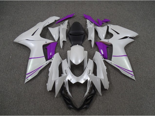 Pearl White and Purple Suzuki GSXR 600-750 Fairings 2011-2020