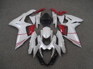 Pearl White and Red Suzuki GSXR 600-750 Fairings 2011-2020