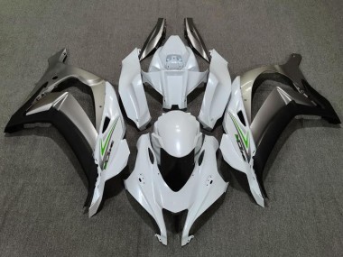 Pearl White and Silver Kawasaki ZX10R Fairings 2016-2019