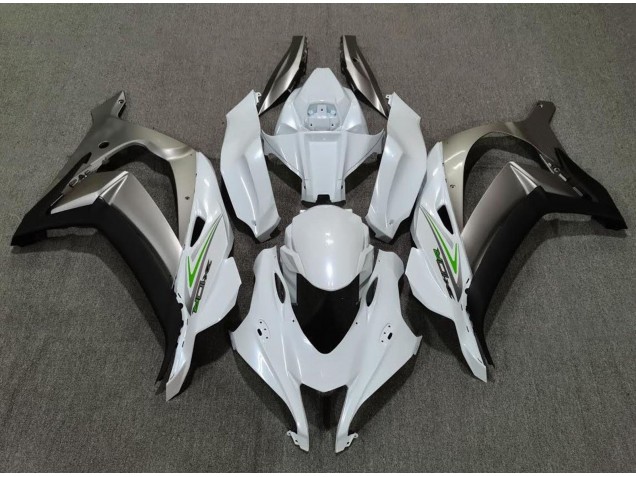 Pearl White and Silver Kawasaki ZX10R Fairings 2016-2019