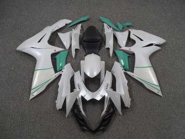 Pearl White and T Blue Suzuki GSXR 600-750 Fairings 2011-2020