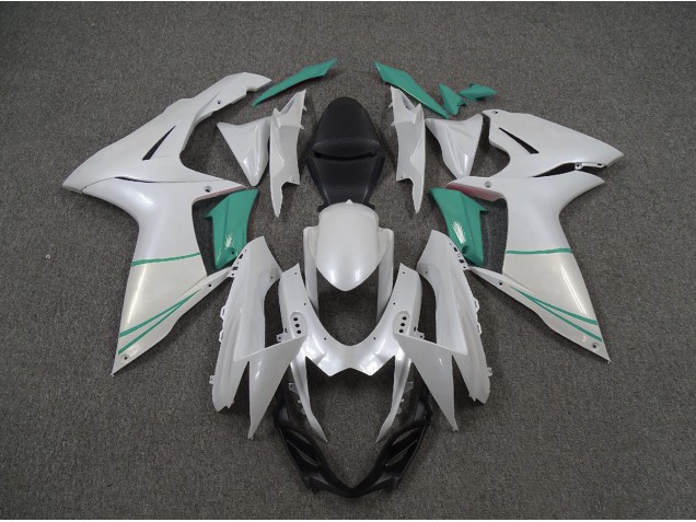 Pearl White and T Blue Suzuki GSXR 600-750 Fairings 2011-2020 Pearl White and T Blue Suzuki GSXR 600-750 Fairings 2011-2020