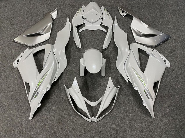 Pearl White Kawasaki ZX6R Fairings 2013-2018 Pearl White Kawasaki ZX6R Fairings 2013-2018