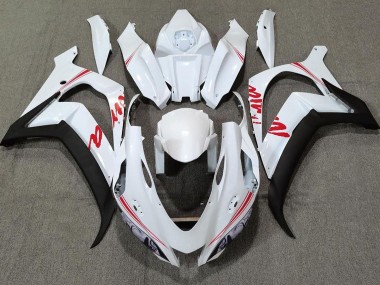 Pearl White & Red Logos Kawasaki ZX10R Fairings 2016-2019