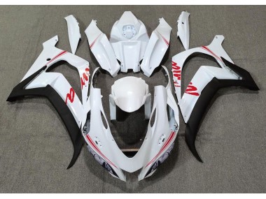Pearl White & Red Logos Kawasaki ZX10R Fairings 2016-2019