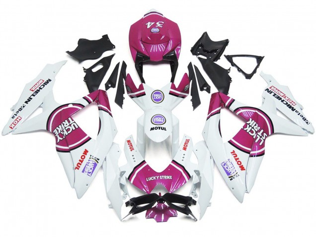 Pink 34 Lucky Strike Suzuki GSXR 600-750 Fairings 2008-2010 Pink 34 Lucky Strike Suzuki GSXR 600-750 Fairings 2008-2010