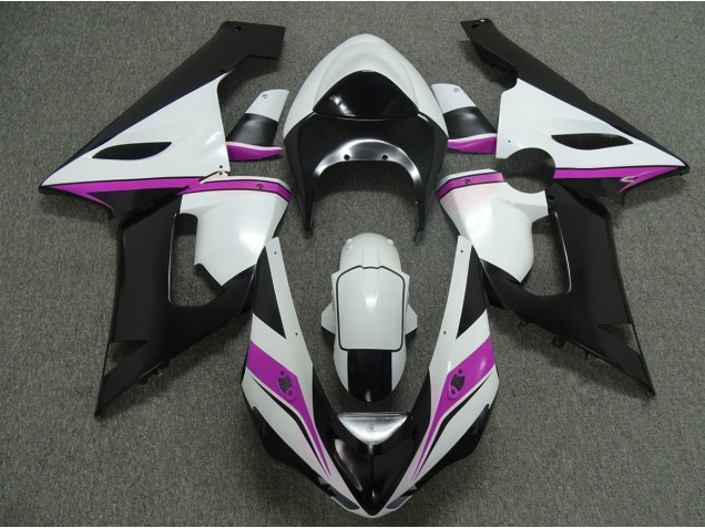 Pink white and Black Kawasaki ZX6R Fairings 2005-2006 Pink white and Black Kawasaki ZX6R Fairings 2005-2006