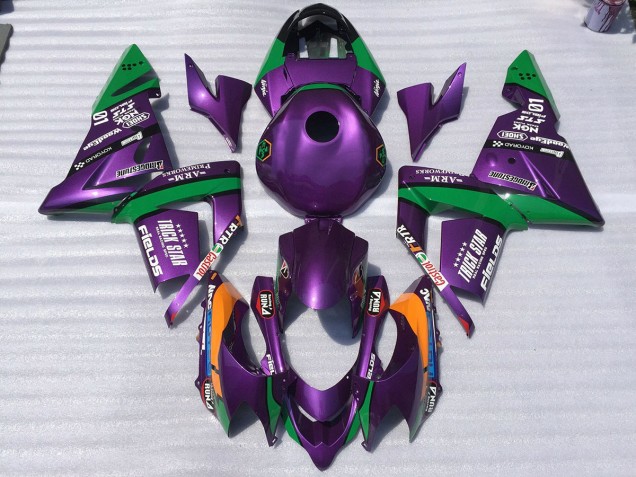 Purple and Green Trickstar Kawasaki ZX10R Fairings 2004-2005 Purple and Green Trickstar Kawasaki ZX10R Fairings 2004-2005