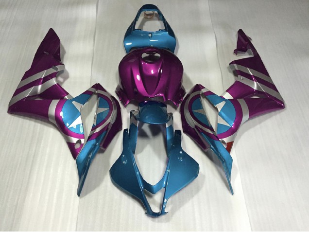 Purple and Light Blue Captain America Honda CBR600RR Fairings 2007-2008 Purple and Light Blue Captain America Honda CBR600RR Fairings 2007-2008