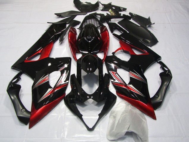 Red and Black Flare Suzuki GSXR 1000 Fairings 2005-2006 Red and Black Flare Suzuki GSXR 1000 Fairings 2005-2006