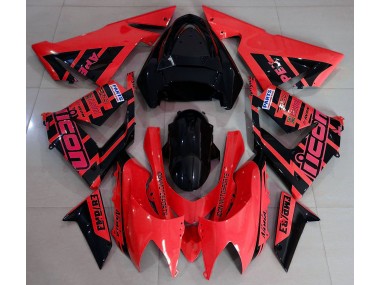 Red and Black & Logos Kawasaki ZX10R Fairings 2004-2005