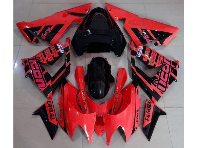 Red and Black & Logos Kawasaki ZX10R Fairings 2004-2005 Red and Black & Logos Kawasaki ZX10R Fairings 2004-2005