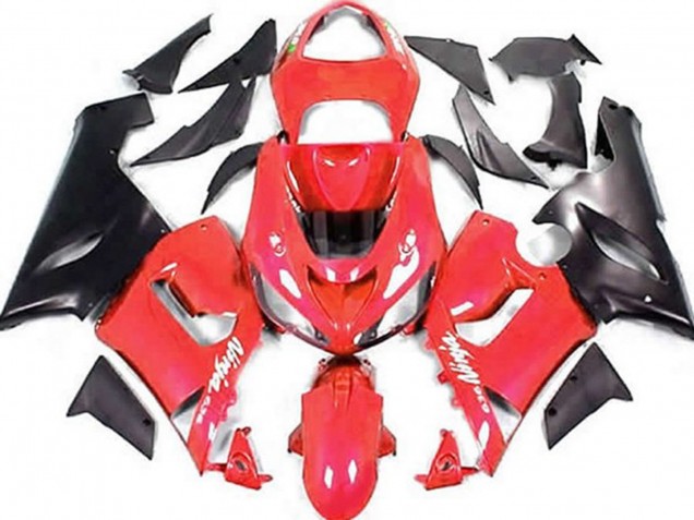 Red and Matte Black Kawasaki ZX6R Fairings 2005-2006 Red and Matte Black Kawasaki ZX6R Fairings 2005-2006