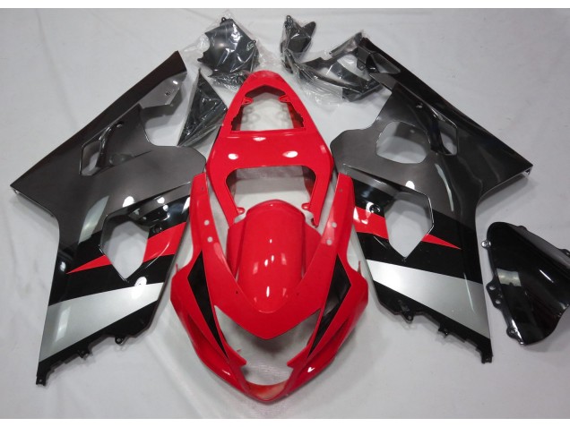 Red and Silver Gloss Suzuki GSXR 600-750 Fairings 2004-2005 Red and Silver Gloss Suzuki GSXR 600-750 Fairings 2004-2005
