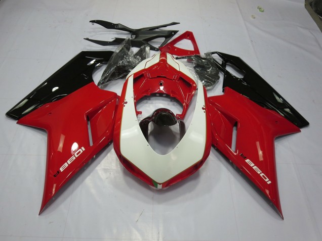 Red and White Ducati 848 1098 1198 Fairings 2007-2012 Red and White Ducati 848 1098 1198 Fairings 2007-2012