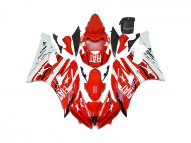 Red and White Star Fiat Yamaha R6 Fairings 2006-2007