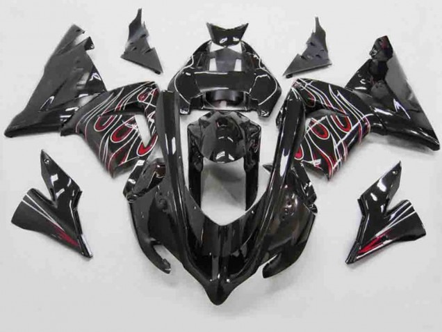 Red Black Flame Kawasaki ZX10R Fairings 2004-2005 Red Black Flame Kawasaki ZX10R Fairings 2004-2005