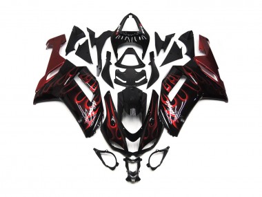 Red Gloss Flame Kawasaki ZX6R Fairings 2007-2008