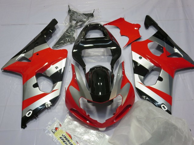 Red Silver and Black Suzuki GSXR 1000 Fairings 2000-2002 Red Silver and Black Suzuki GSXR 1000 Fairings 2000-2002