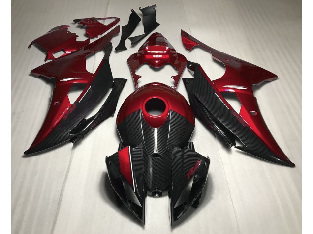 Red w Carbon Style Yamaha R6 Fairings 2008-2016