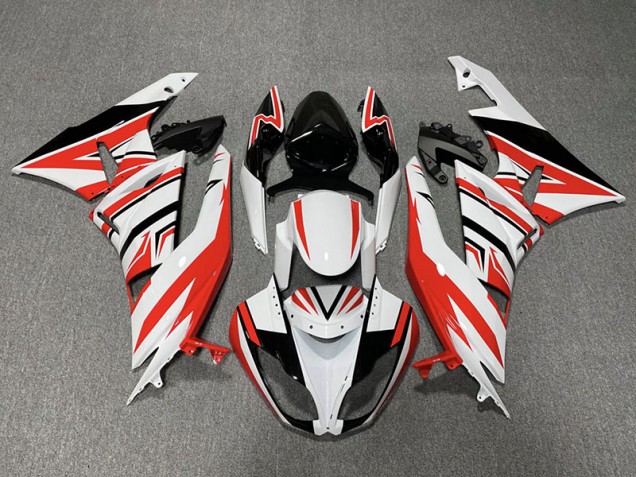 Red White and Black Zag Kawasaki ZX6R Fairings 2009-2012 Red White and Black Zag Kawasaki ZX6R Fairings 2009-2012