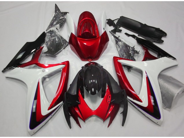 Red & White Debadged Suzuki GSXR 600-750 Fairings 2006-2007 Red & White Debadged Suzuki GSXR 600-750 Fairings 2006-2007