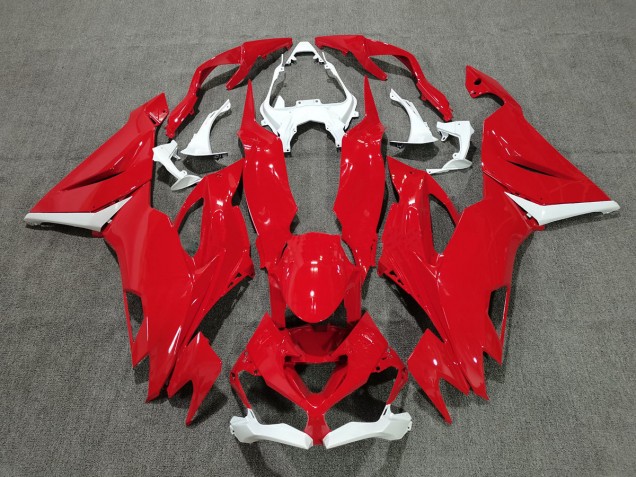Red with White Kawasaki ZX6R Fairings 2019-2020 Red with White Kawasaki ZX6R Fairings 2019-2020